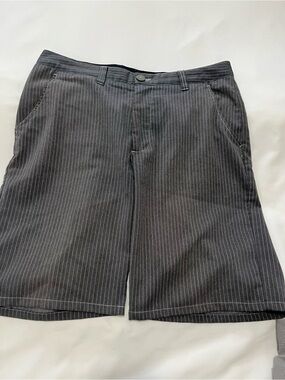 Travis Mathew Black Pinstripe Flat Front Shorts